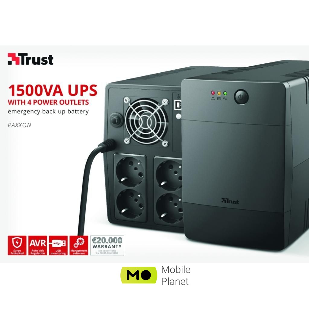 Trust UPS Paxxon 1500VA (23505) (UA) Потужність, ВА 1500 В*А