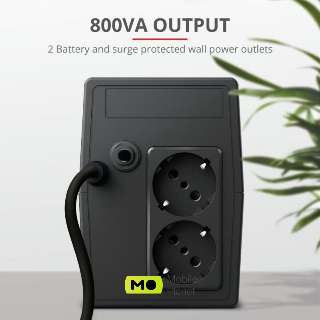 Trust UPS Paxxon 800VA UPS 2 Outlets (23503) (UA) Потужність, Вт: 480 Вт; Потужність,