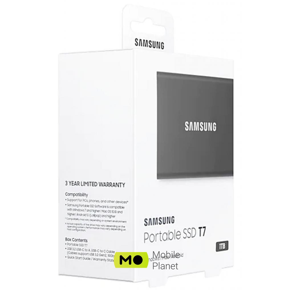 USB 3.2 1TB T7 Samsung (MU-PC1T0T/WW) Тип флеш-памяти 3D TLC