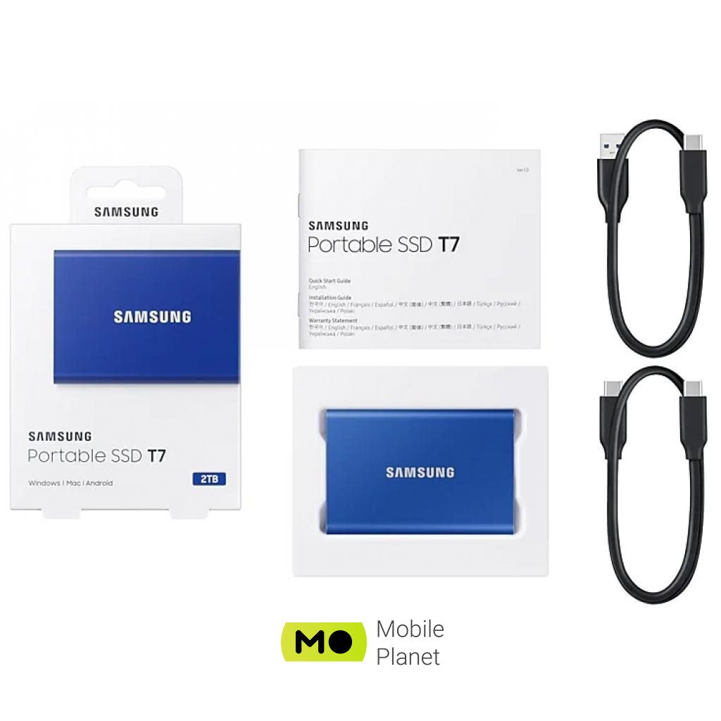 USB 3.2 2TB T7 Samsung (MU-PC2T0H/WW) (UA) Тип: внешний; Объём памяти: 2 TB;
