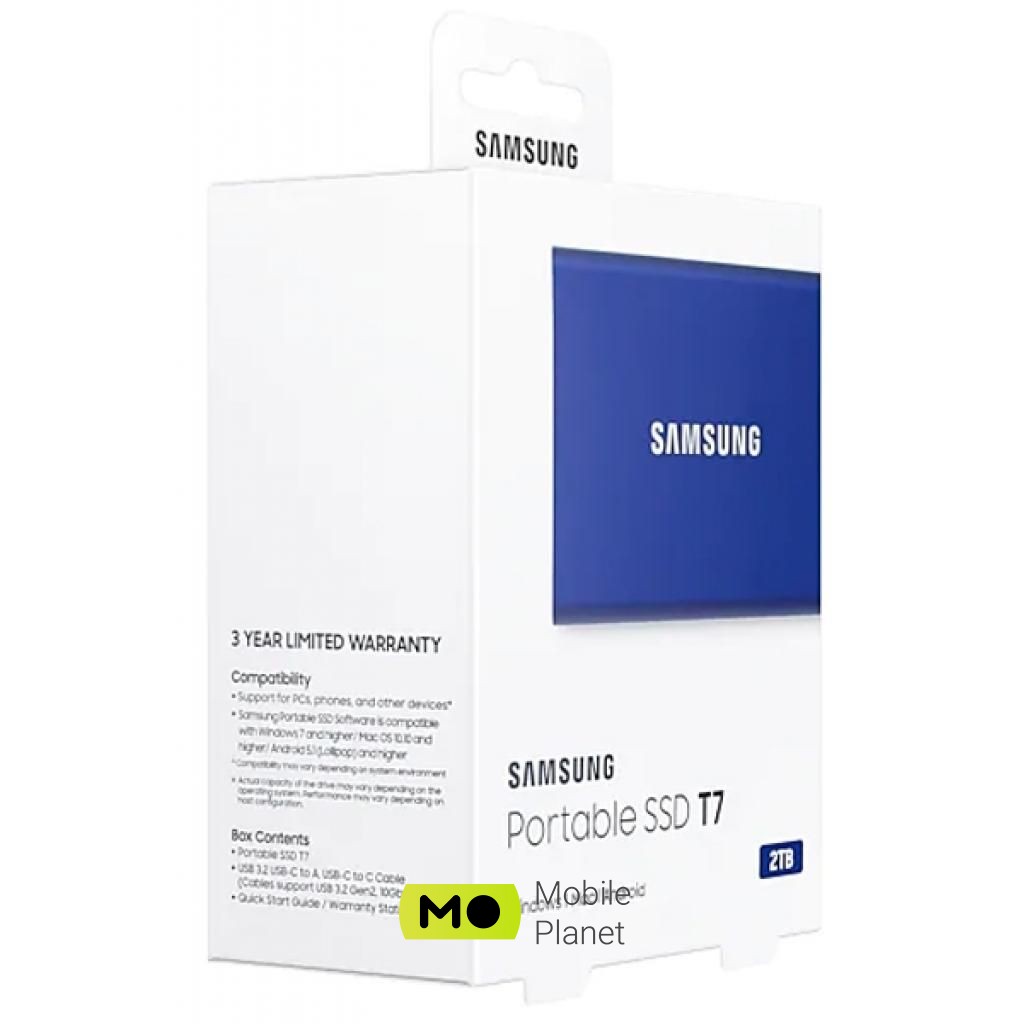 USB 3.2 2TB T7 Samsung (MU-PC2T0H / WW) (UA) Форм-фактор portable