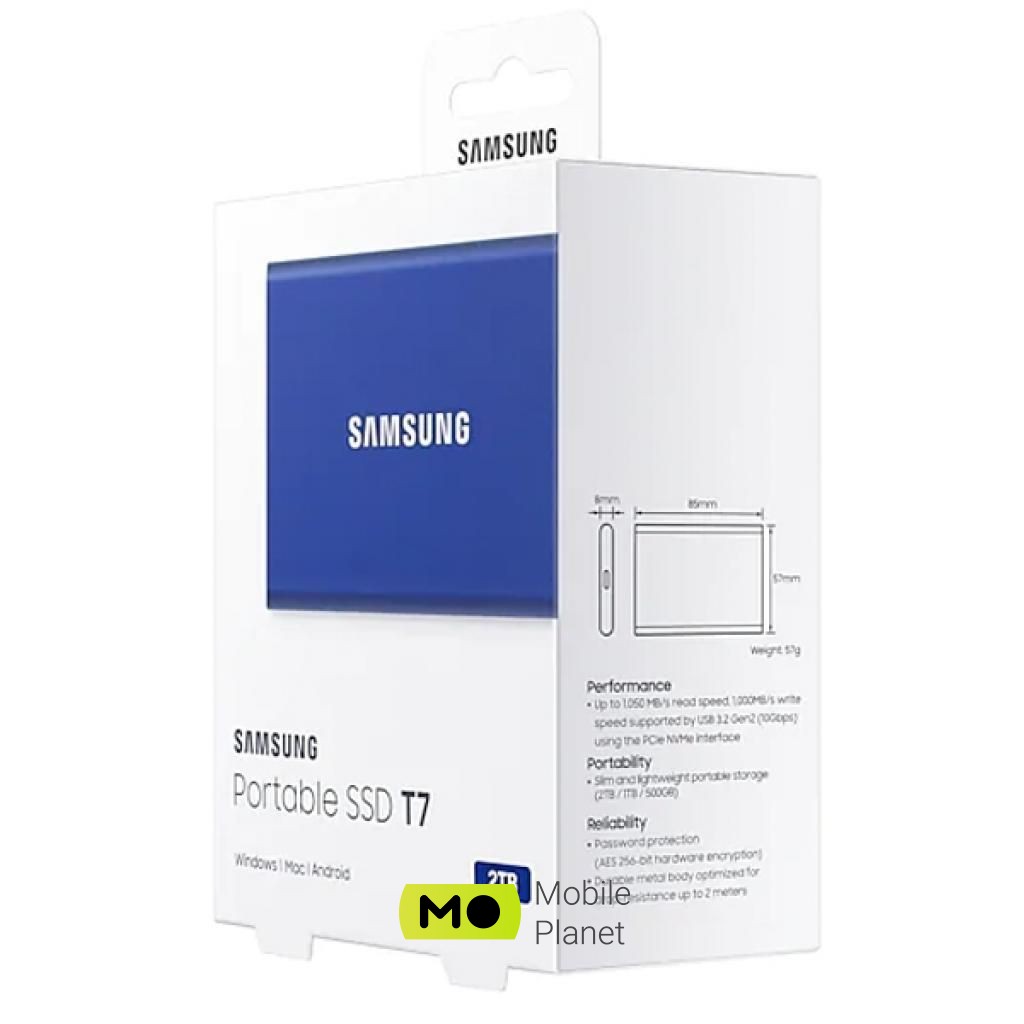 USB 3.2 2TB T7 Samsung (MU-PC2T0H / WW) (UA) Об'єм пам'яті 2 TB