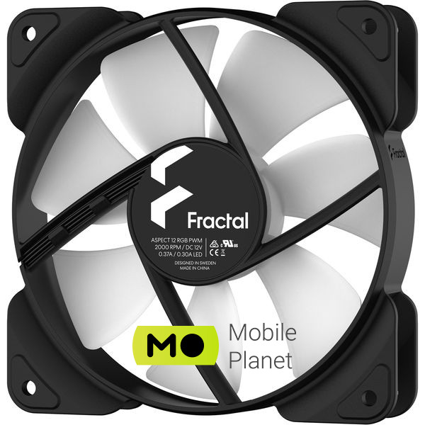 Вентилятор FRACTAL DESIGN Aspect 12 RGB PWM Black Frame (FD-F-AS1-1205) (UA) Розміри 120 x 120 x 25 мм