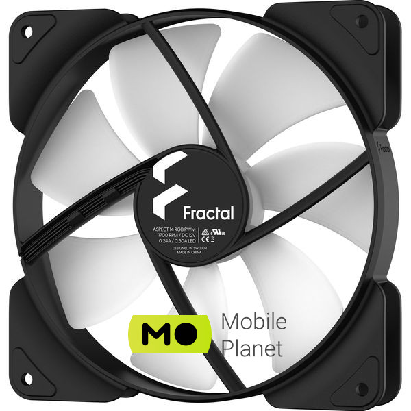 Вентилятор FRACTAL DESIGN Aspect 14 RGB PWM Black Frame (FD-F-AS1-1405) (UA) Розміри 140 x 140 x 25 мм
