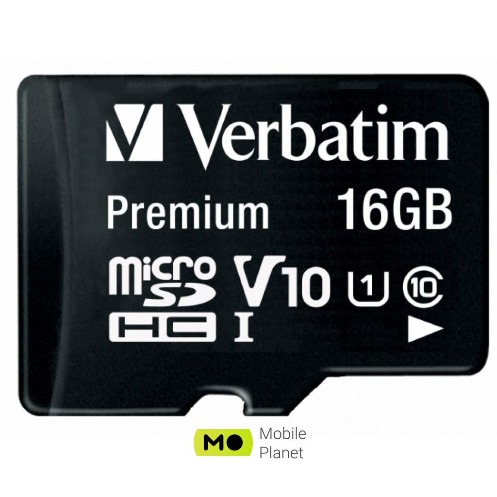 Verbatim 16GB microSDHC class 10 (MDAVR-10 / G) (UA) Тип карти пам'яті: microSD; Обсяг