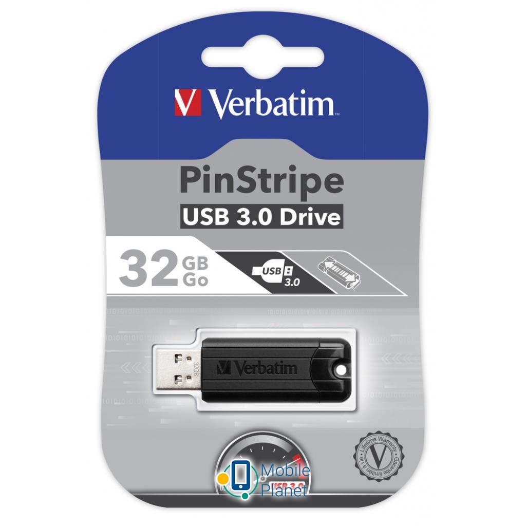 Verbatim 32GB PinStripe Black USB 3.0 (49317) (UA) Производитель: Verbatim; Модель: 32GB