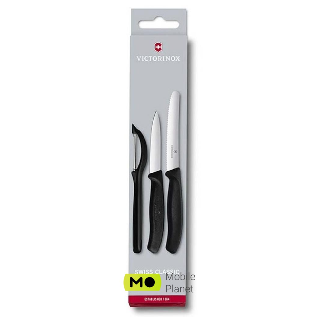 Victorinox SwissClassic из 3 предметов Черный с овощечисткой (6.7113.31) (UA) Тип набора: кухонные; Материал