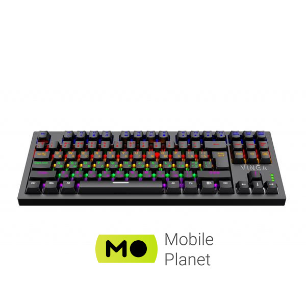 Vinga KBGM-110 87 key LED Blue Switch USB Black (KBGM-110 Black) Розкладка клавіатури російська, англійська, українська