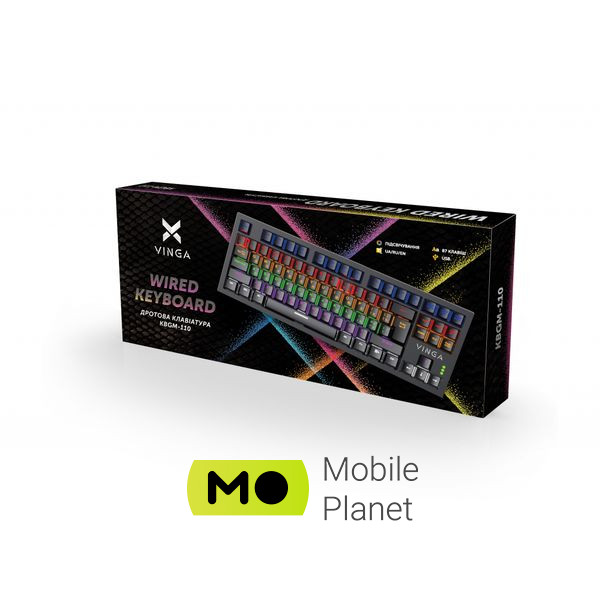 Vinga KBGM-110 87 key LED Blue Switch USB Black (KBGM-110 Black) Конструкція механічна