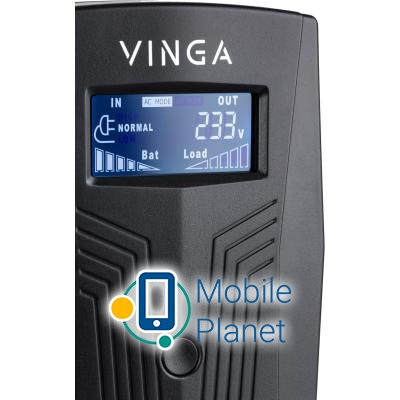 Vinga LCD 1500VA plastic case (VPC-1500P) (UA) Вбудована батарея 12V / 8 AH x 2