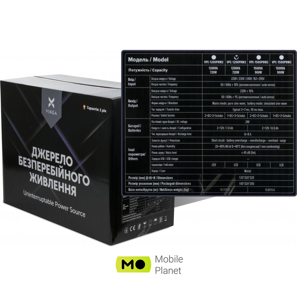 Vinga LED 1200VA (VPC-1200PRM3) (UA) Клас товару для відеоспостереження, для домашніх ПК