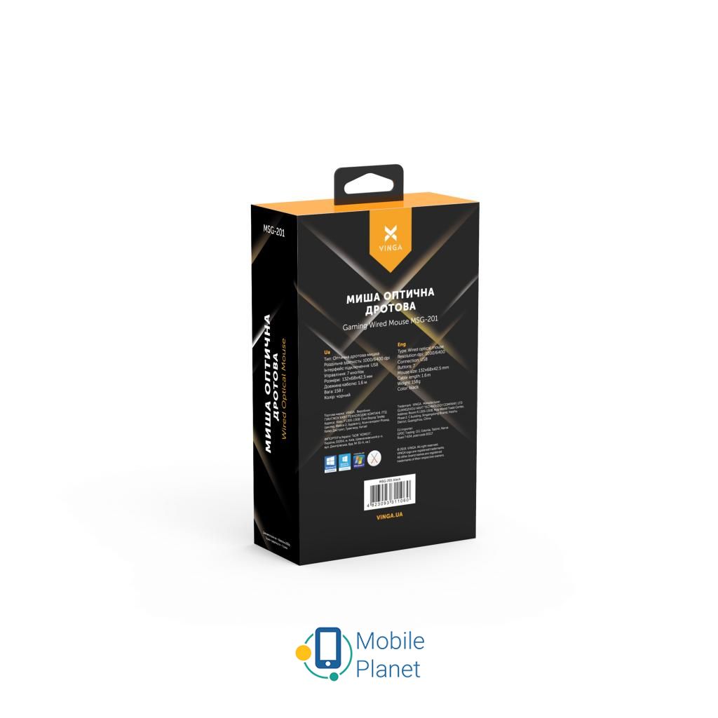 Vinga MSG-201 Black (UA) Тип: дротові, Геймерські;