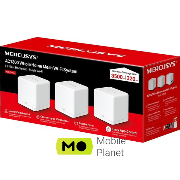 Wi-Fi Mesh система MERCUSYS Halo H30G 3-pack (UA) Мощность передатчика 20 дБм