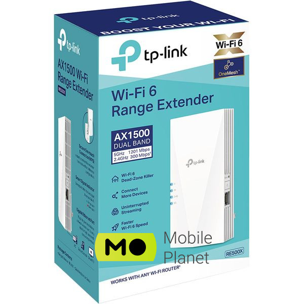 Wi-Fi репітер TP-LINK RE500X (UA) Стандарти Wi-Fi: Wi-Fi 6 (802.11x);