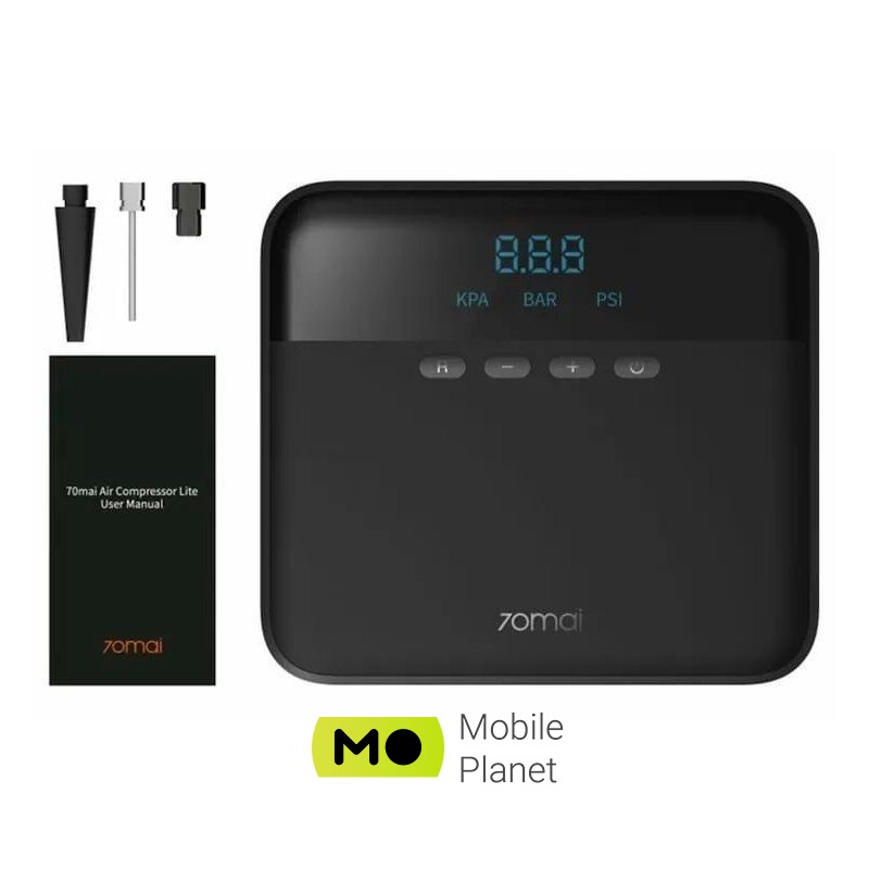 Xiaomi 70Mai Air Compressor Lite (Midrive TP03) Максимальний тиск інфляції 11Bar / 160psi