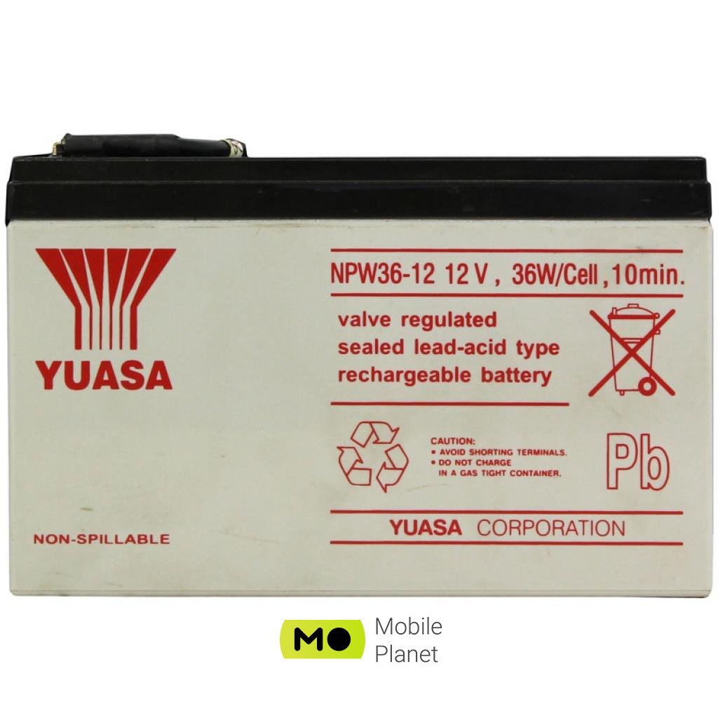 Yuasa 12В 7 Ач (NPW36-12) (UA) Напряжение 12 В