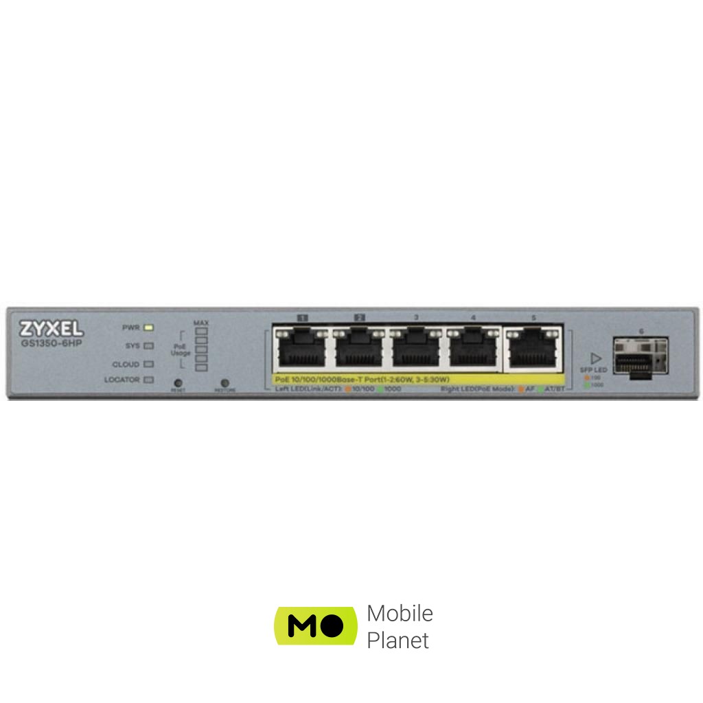 ZyXel GS1350-6HP-EU0101F (UA) Тип: керований 2-го рівня;