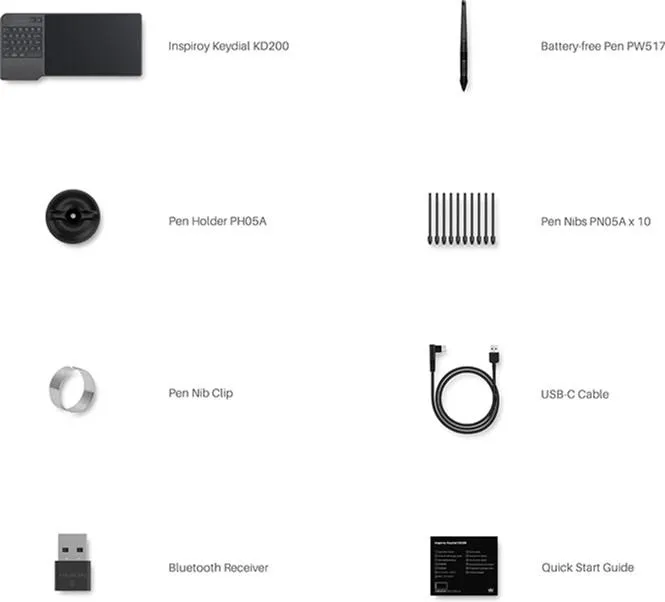 HUION Inspiroy Keydial KD200 (KD200_HUION) Модель: Inspiroy Keydial KD200; Розміри