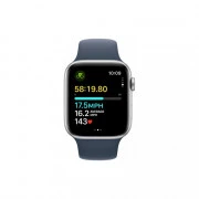 Apple Watch SE 2 GPS 40mm Silver Aluminium Case with Storm Blue Sport Band M/L (MRE23)