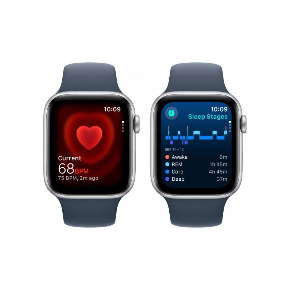 Apple Watch SE 2 GPS 40mm Silver Aluminium Case with Storm Blue Sport Band M/L (MRE23) iOS є