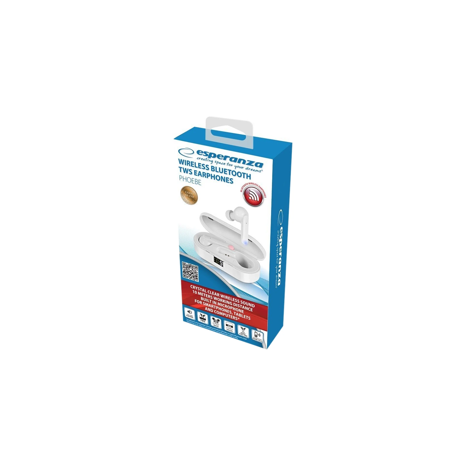 Esperanza Earphones Phoebe (EH230W) (UA) Тип: TWS (True Wireless Stereo); Призначення: