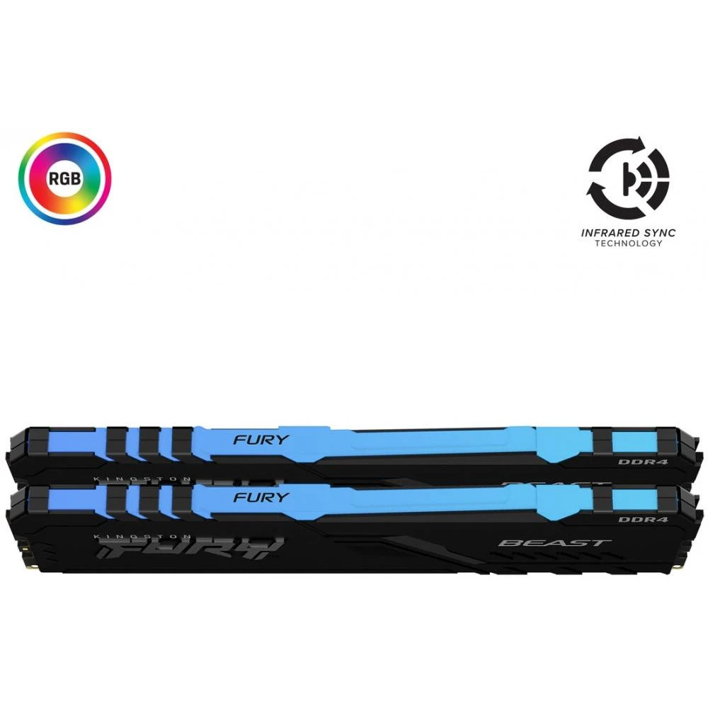 Kingston FURY 64 GB (2х32GB) DDR4 3200 MHz Beast RGB (KF432C16BB2AK2/64) (UA) Штатные тайминги CL16