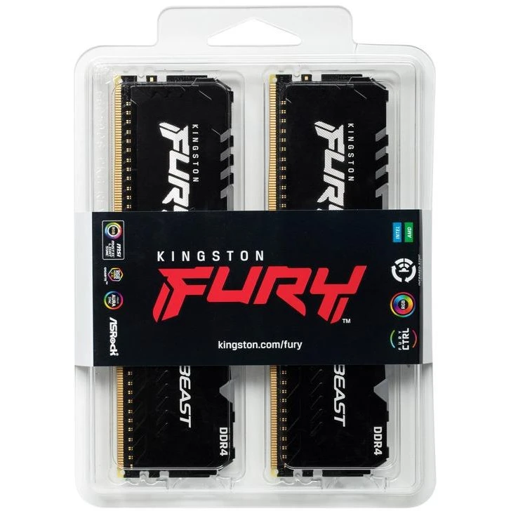 Kingston FURY 64 GB (2х32GB) DDR4 3200 MHz Beast RGB (KF432C16BB2AK2/64) (UA) Эффективная частота, МГц 3200