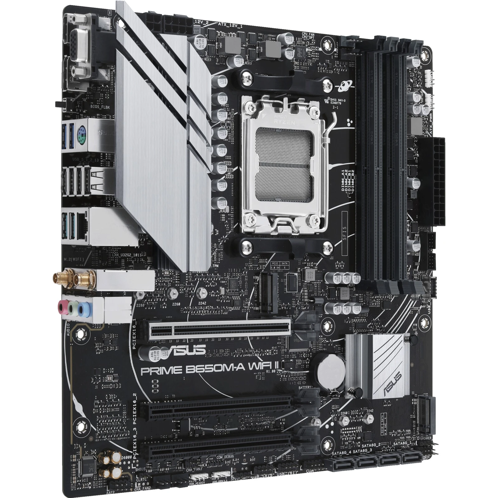 ASUS PRIME B650M-A WIFI II (UA) Слоты расширения 1 x PCI-E 4.0 x16 (PCIEX16) ,  2 x PCIe 4.0 x16 (support x1 mode)