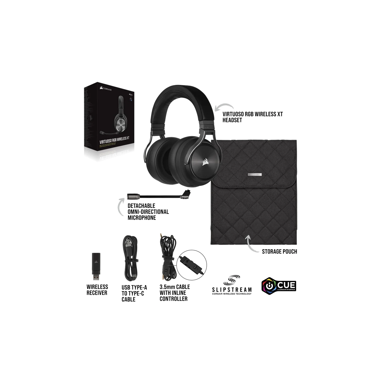 Corsair Corsair Virtuoso RGB Wireless XT (CA-9011188-EU) (UA) Конструкция полноразмерные