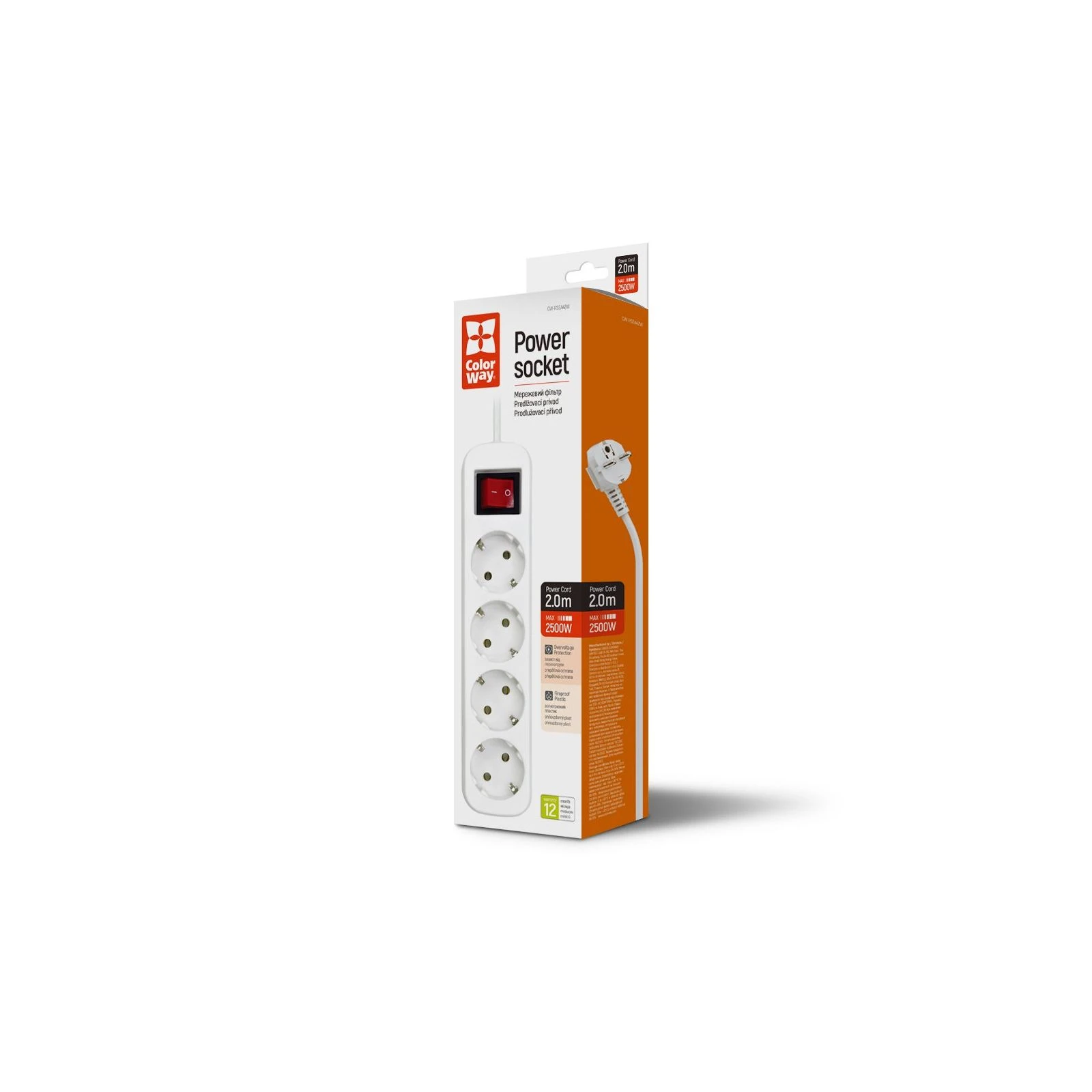 ColorWay CW-PSEA42W/2M white (CW-PSEA42W) (UA) Номінальна напруга ~250 В (макс)