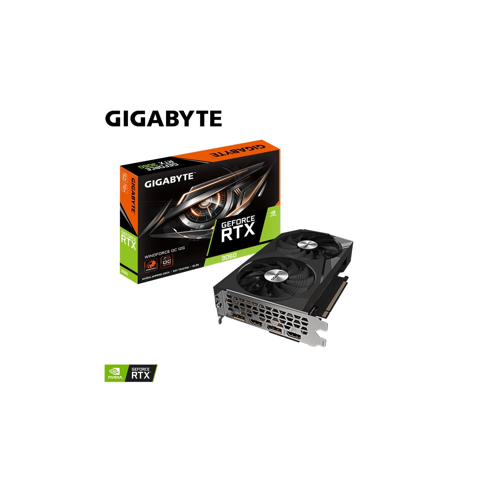 GIGABYTE GeForce RTX3060 12Gb WINDFORCE OC (GV-N3060WF2OC-12GD 2.0) (UA) Сімейство графіки: NVIDIA;