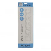 Patron 5.0 m, 3*1.5mm2 (SP-1655) 5 розеток BLACK (EXT-PN-SP-1655) (UA)