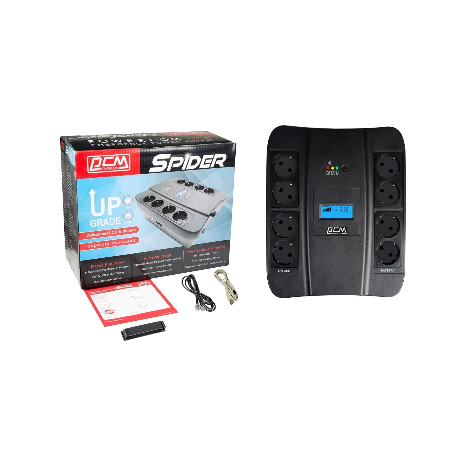 Powercom SPD-1100U LCD, 605W (SPD-1100U.LCD) (UA) Призначення: для домашніх ПК,