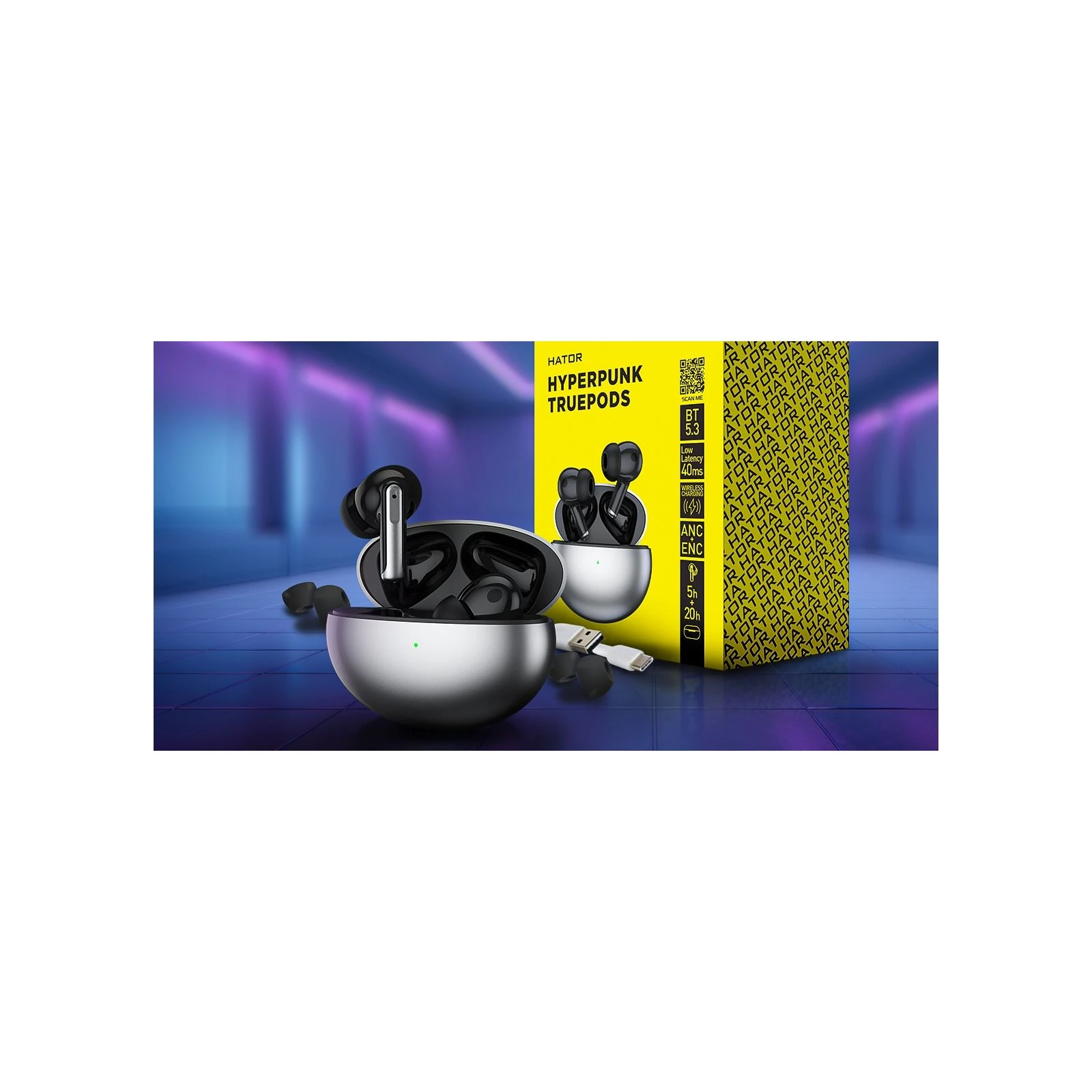 Hator Hyреrpunk Truepods Black (HTA-430) (UA) Тип: TWS (True Wireless Stereo); Назначение: