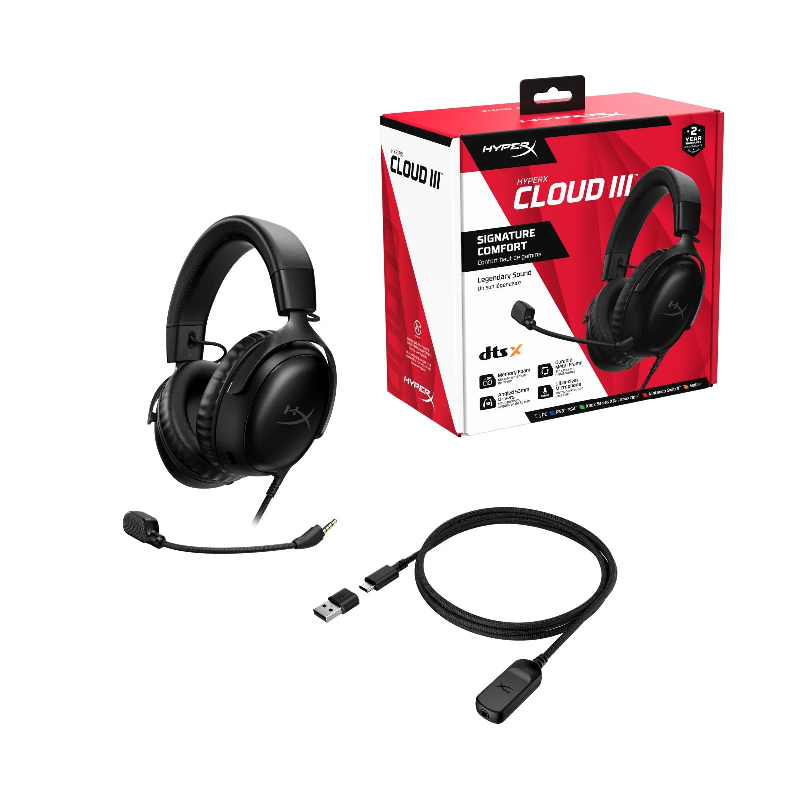 HyperX Cloud III Black (727A8AA) (UA) Підключення дротове