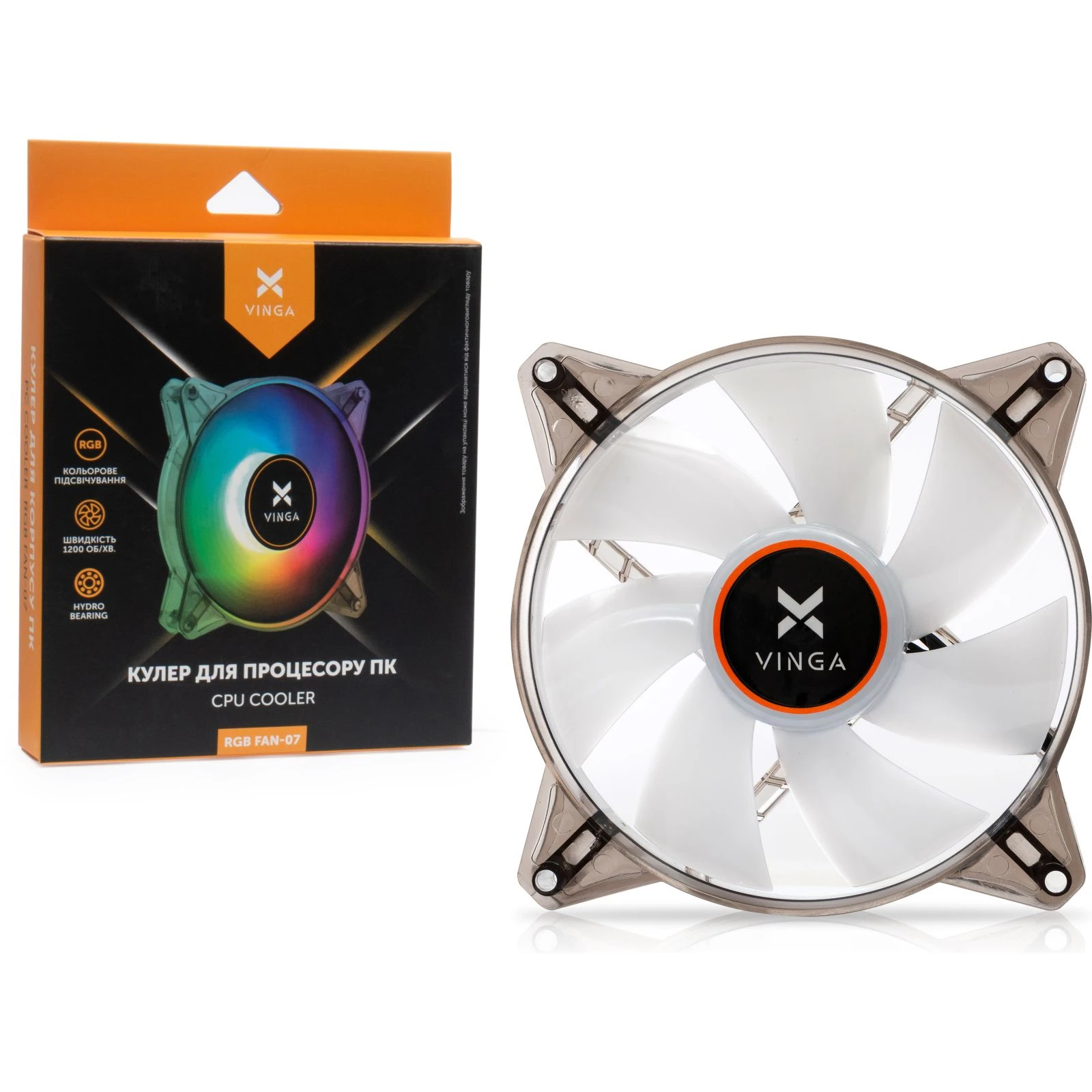 Кулер для корпуса Vinga RGB fan-07 (UA) Тип подшипника втулка (подшипник скольжения)