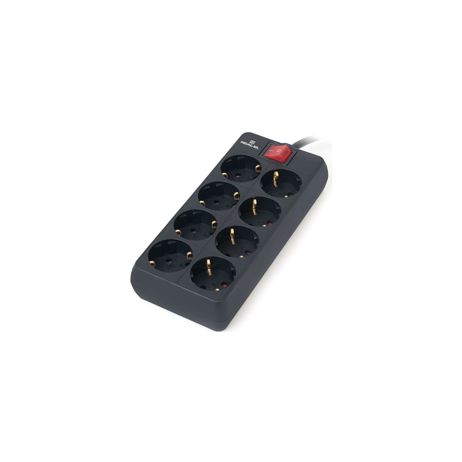 REAL-EL RS-8 Protect 5m, black (EL122300024) (UA) Особливості 1 вимикач, розетки із захисними шторками, контакт заземлення
