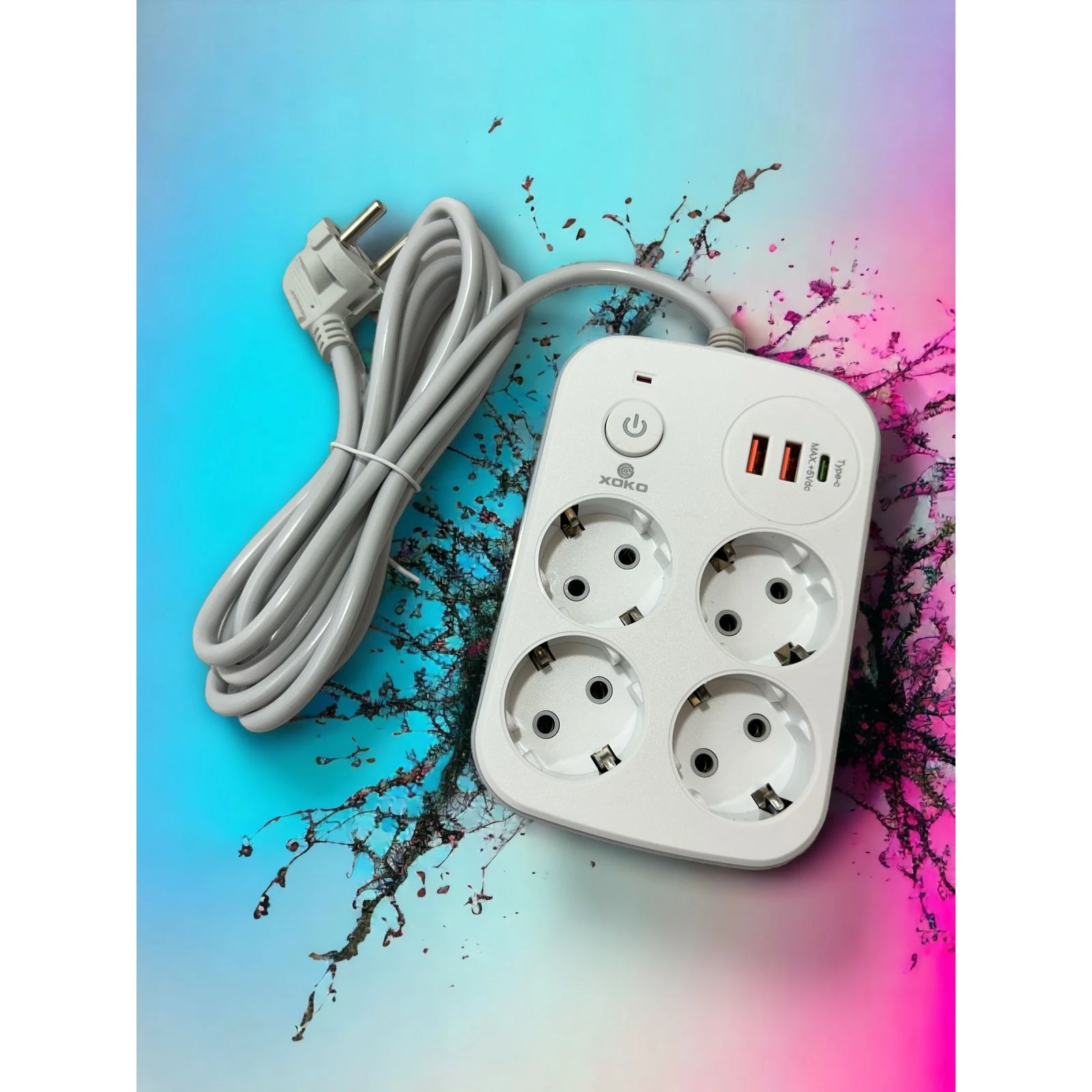 XoKo XK-SP-4-2-1-WH (UA) Количество розеток 4 шт, 2 USB, 1 USB Type-C