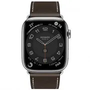 Apple Watch Hermès Series 9 GPS + Cellular, 45mm Silver Stainless Steel Case with Ebene Deployment Buckle (MRQP3 / H074198CJ46)