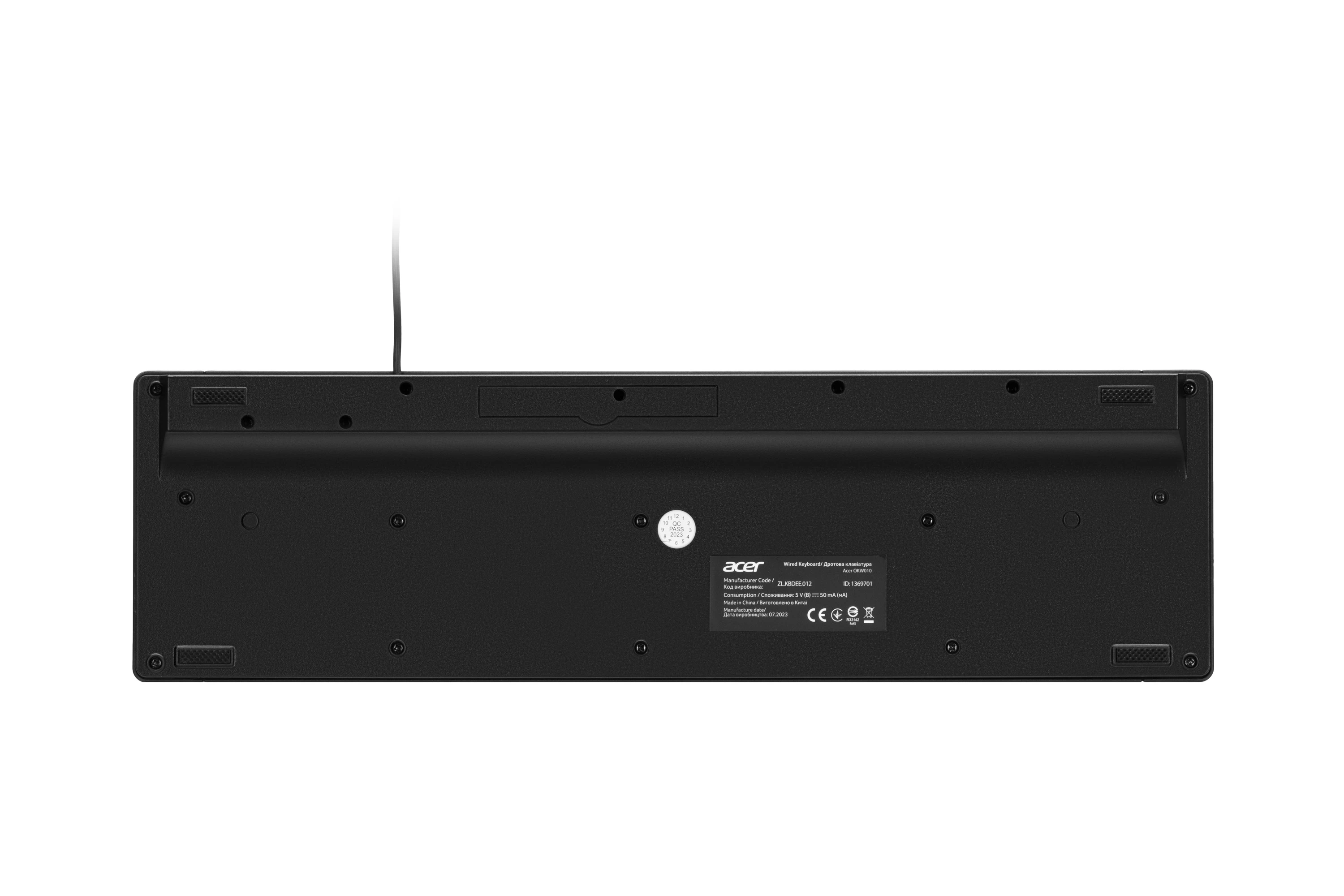 Acer OKW010, 115key, USB-A, EN/UKR/RU (ZL.KBDEE.012) (UA) Тип клавіатури: Мембранні;