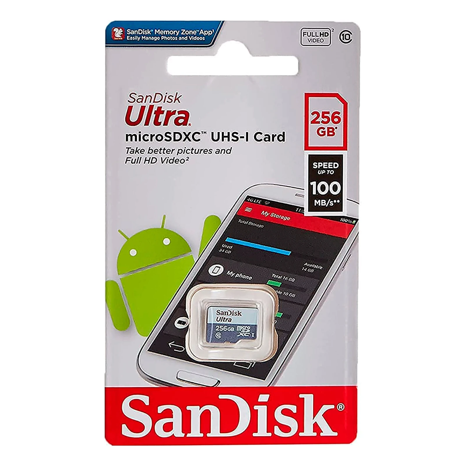 SanDisk 256GB microSDXC class 10 UHS-I Ultra (SDSQUNR-256G-GN3MN) (UA) Тип картки пам'яті microSDXC; Об'єм
