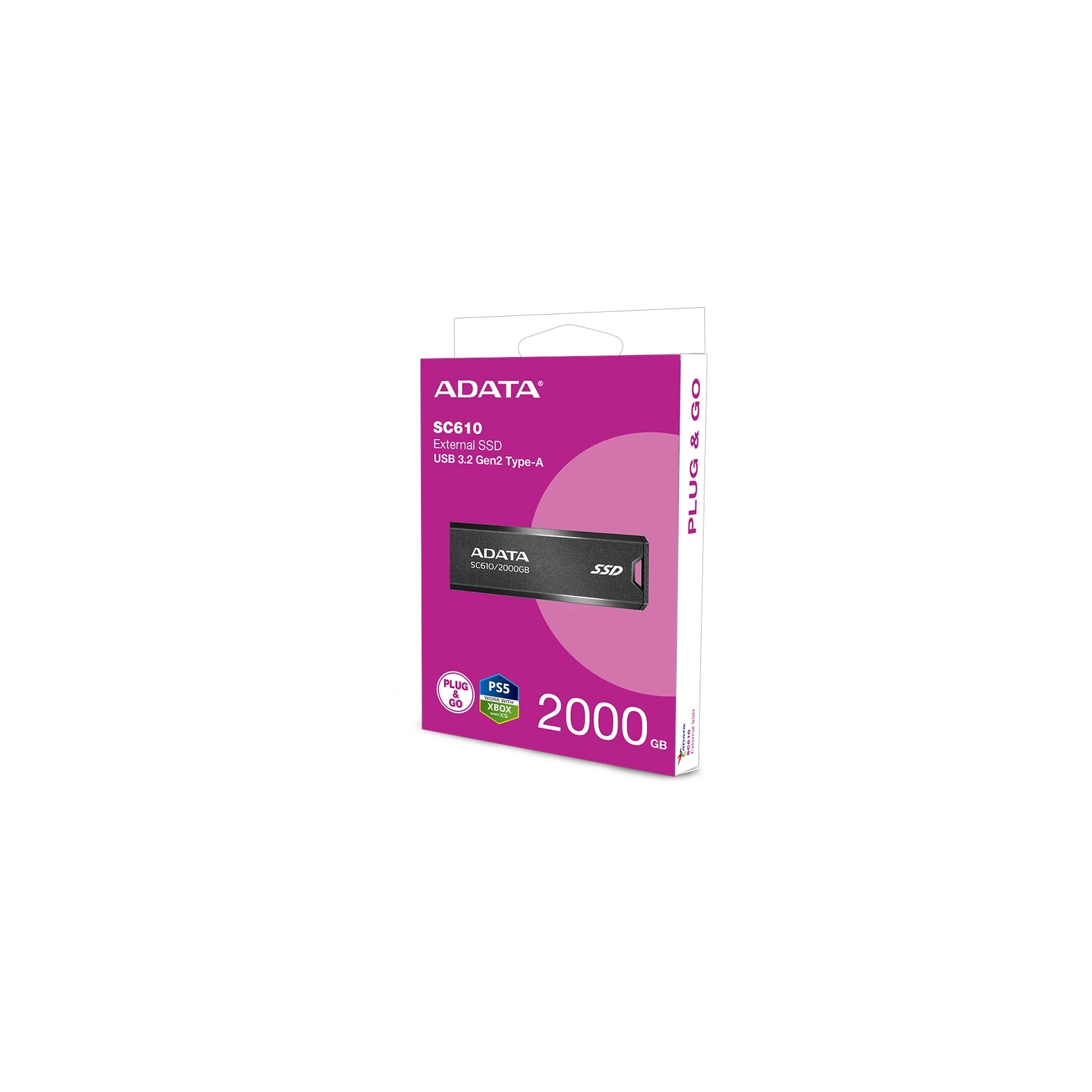 USB 3.2 2TB SD610 ADATA (SC610-2000G-CBK/RD) (UA) Тип накопичувача: зовнішній;