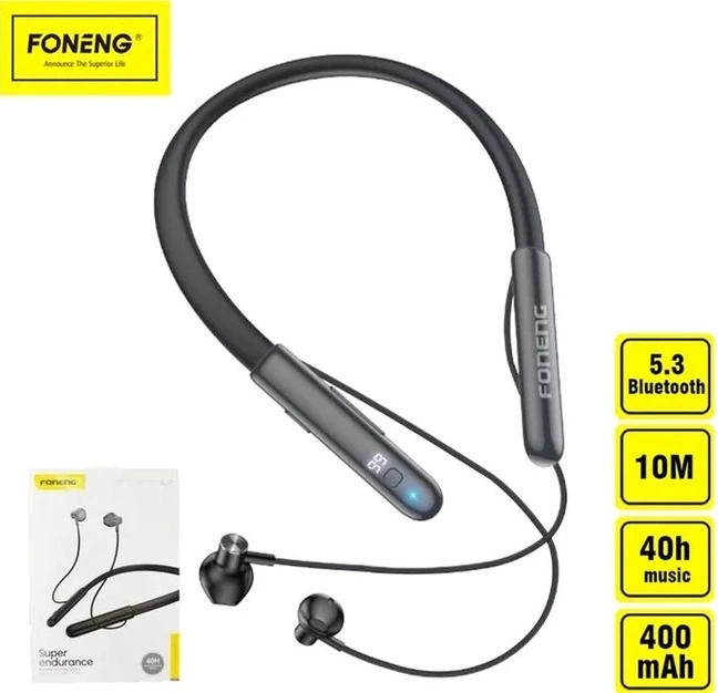 Bluetooth-гарнитура Foneng BL37 Digital Display Neckband Bluetooth Earphone (BL37-BE-DDN) Тип подключения: беспроводное;
