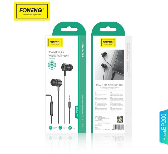 Гарнітура Foneng EP200 REMOTE earphone (EP200-E-R) Тип підключення: дротове;