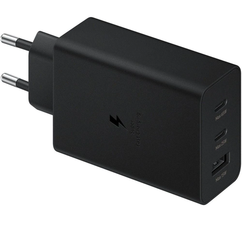 Samsung 65W Power Adapter Trio (2 Type-C + USB) w/o cable Black (EP-T6530NBEGEU) Бренд: Samsung; Сумісність: