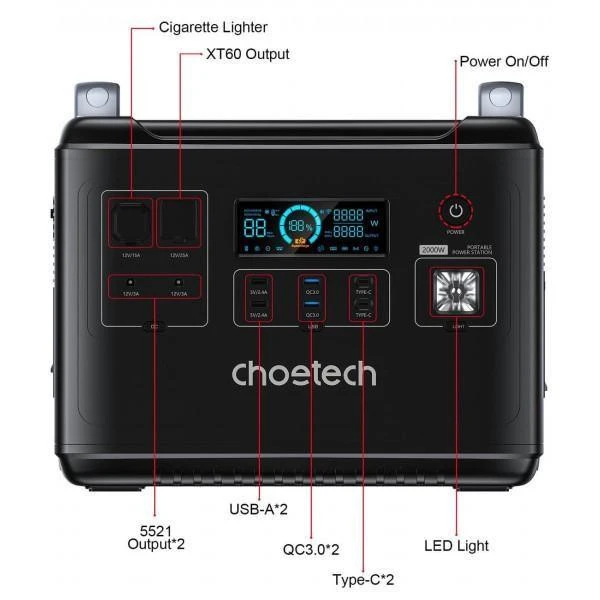 Зарядна станція Choetech 2000Wh (BS006-EU-BK-Z) DC 2