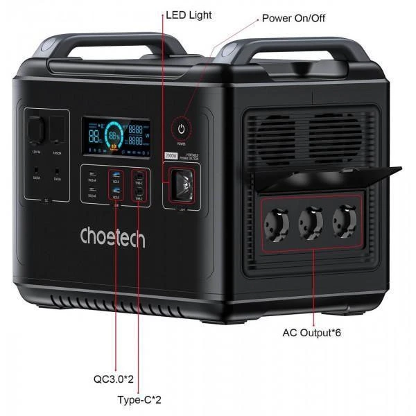 Зарядна станція Choetech 2000Wh (BS006-EU-BK-Z) USB Type-A 4