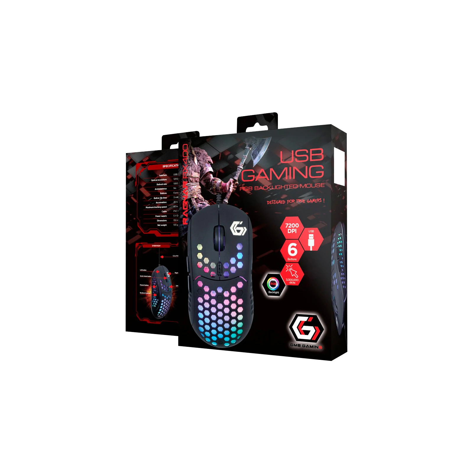 Gembird Ragnar RX400 USB RGB Black (MUSG-RAGNAR-RX400) (UA) Тип: Геймерские, Оригинальный