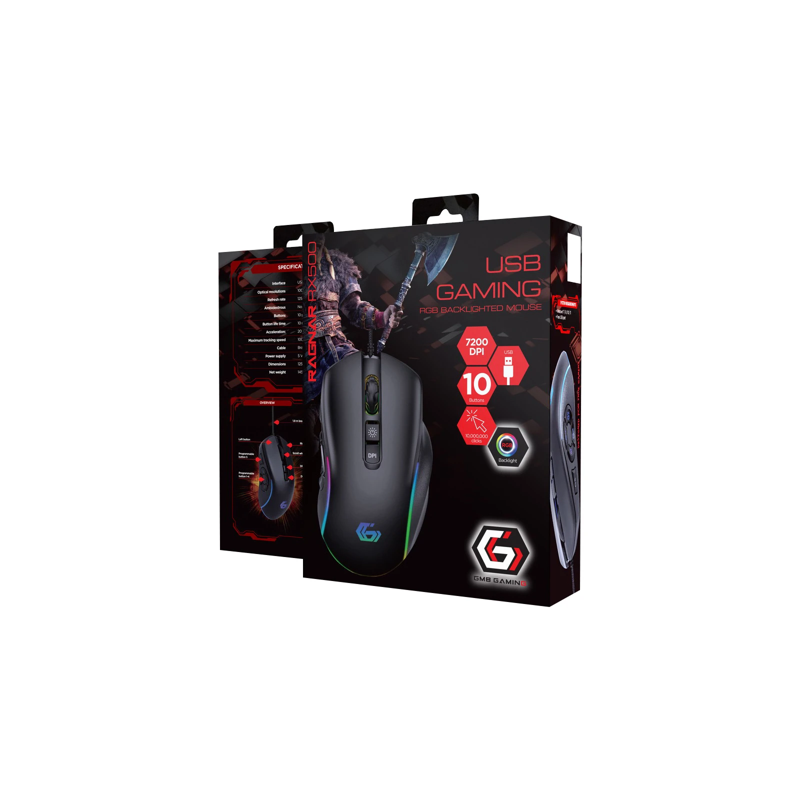 Gembird Ragnar RX500 USB RGB Black (MUSG-RAGNAR-RX500) (UA) Тип: Геймерские; Подключение: