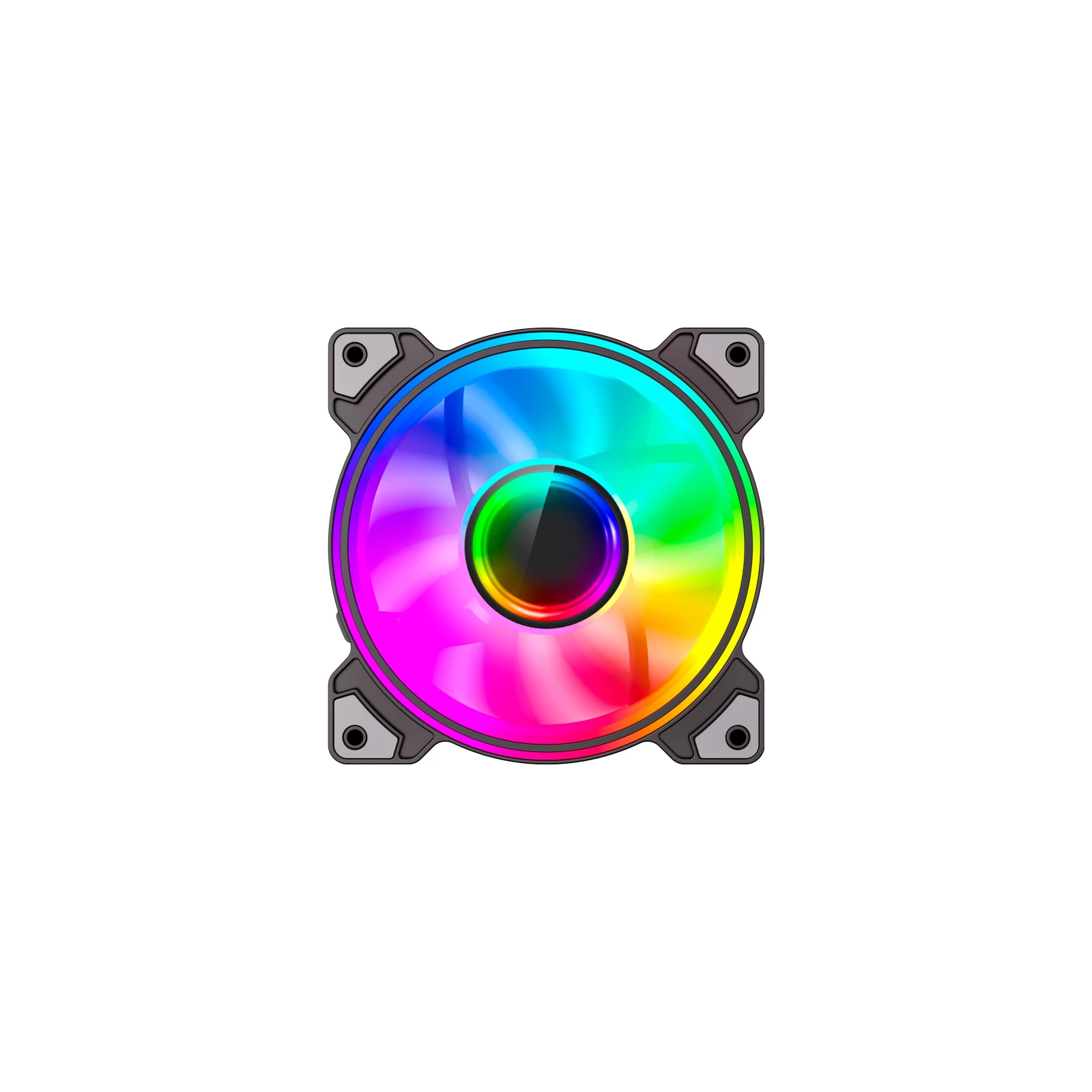 Кулер для корпуса Gamemax Dual Ring Infinity BK (UA) Подсветка разноцветная